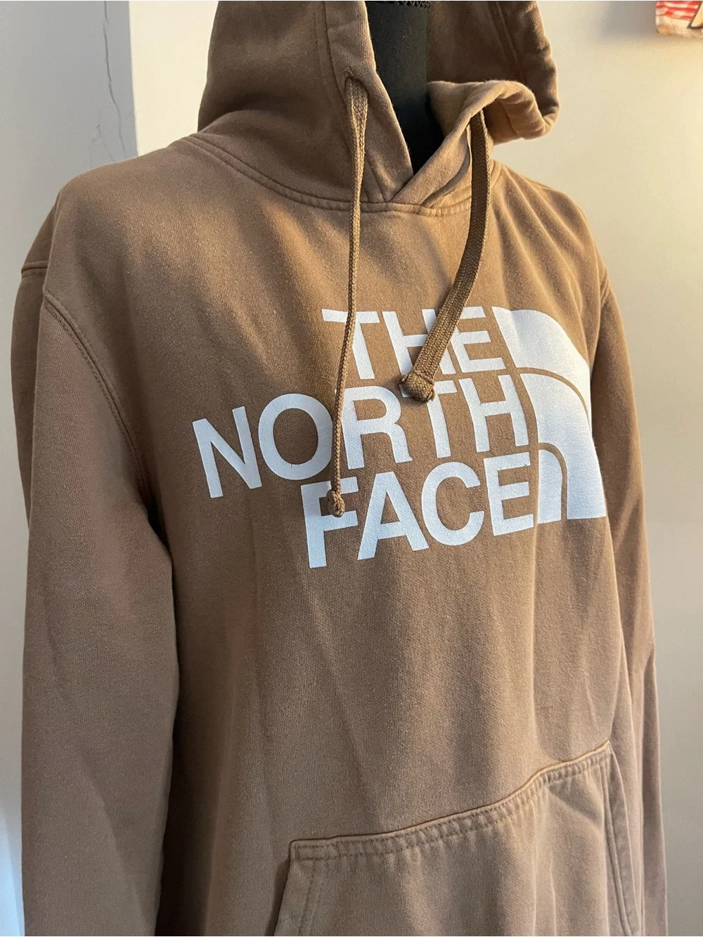 The North Face Men’s Tan Pullover Hoodie with White Logo